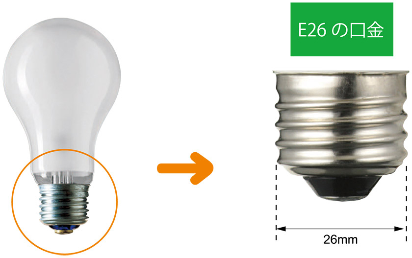 E26（直径26mm）の口金イメージ図