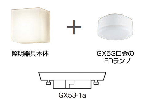 GX53口金のLEDランプをつかった器具の例