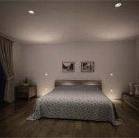 LED照明を複数配置した寝室のイメージ写真