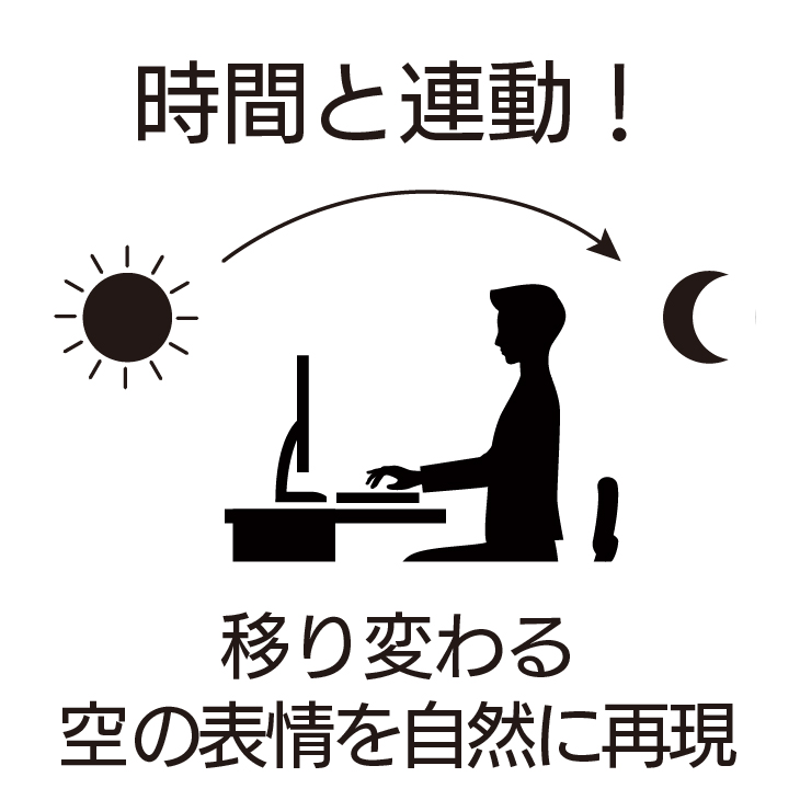 時間と連動！移り変わる空の表情を自然に再現